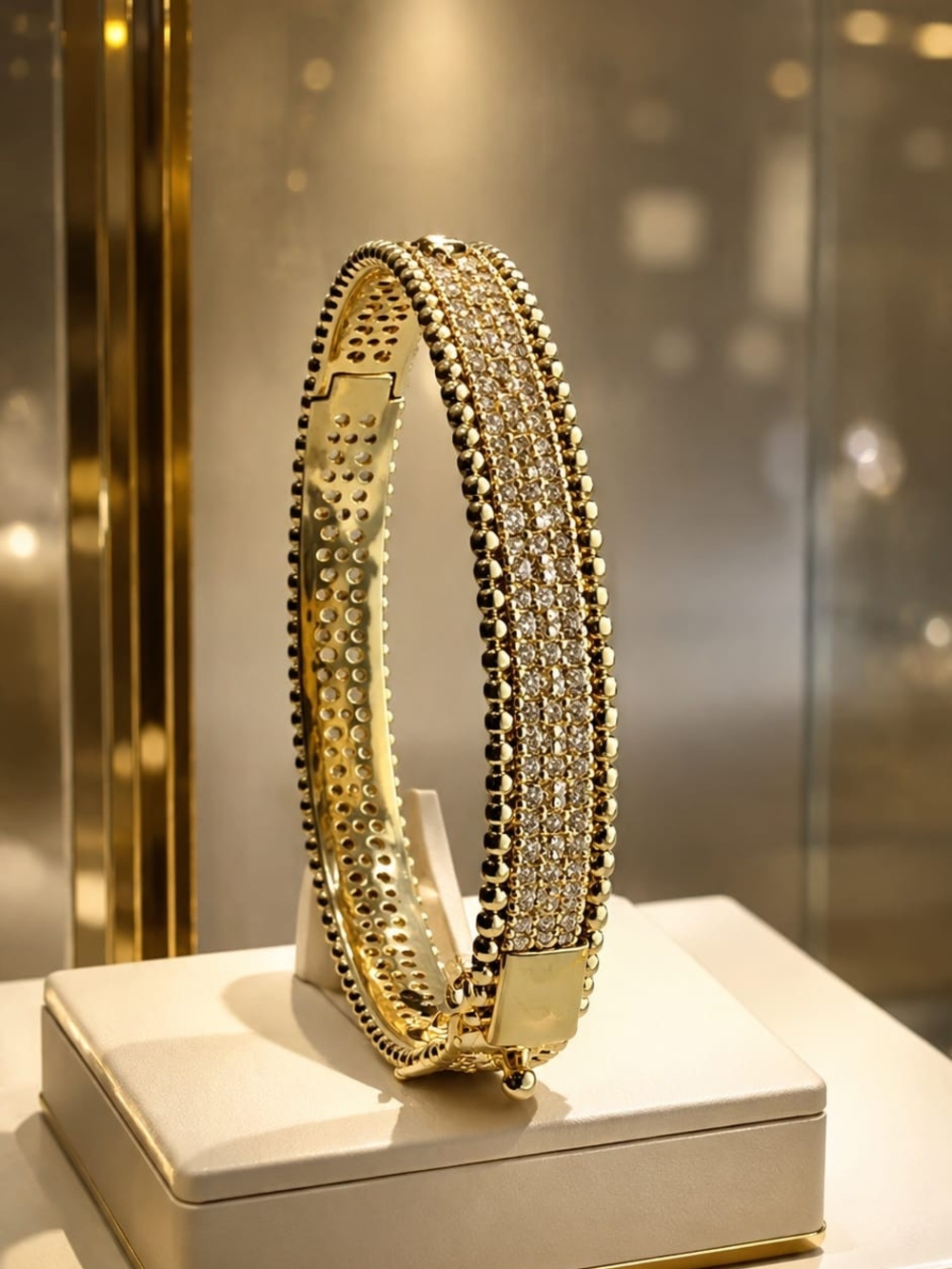 Elegant Gold Crystal Pavé Bangle Bracelet